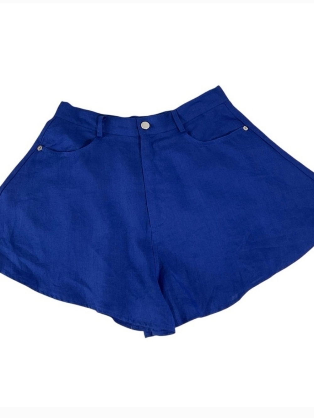 NWT Anthropologie Olivaceous Linen Blend Royal Blue High-Waist Women's Shorts Sm